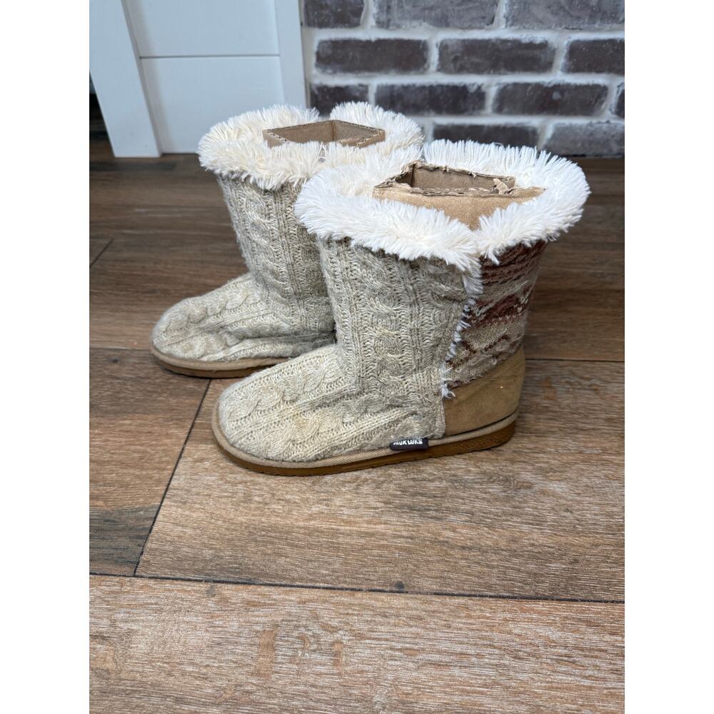 Muk Luks Beige Knit Ankle Booties Women's US Size 8 - Picture 7 of 9